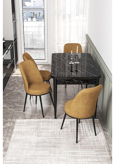 Canisa Kor Serisi 70x114 Açılabilir Mutfak Masası Takımı Siyah Mermer Desen Masa 4 Cappucino Sandalye Masa Siyah Mermer Desen Sandalye Cappucino Canisa Kor Serisi 70x114 Açılabilir Mutfak Masası Takımı Siyah Mermer Desen Masa 4 Cappucino Sandalye Masa Siyah Mermer Desen Sandalye Cappucino