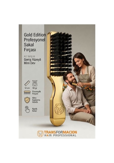Zenvac Gold Edition Profesyonel Sakal Fırçası - Geniş Yüzeyli Dolaşık Açıcı Ve Şekillendirici 723298 Zenvac