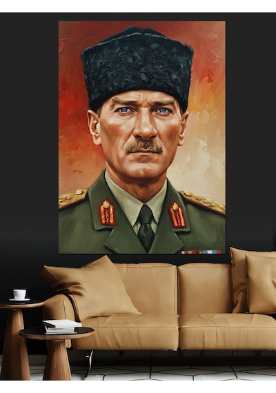 Mustafa Kemal Atatürk Portre Dekoratif Kanvas - Mdf Ahşap Tablo