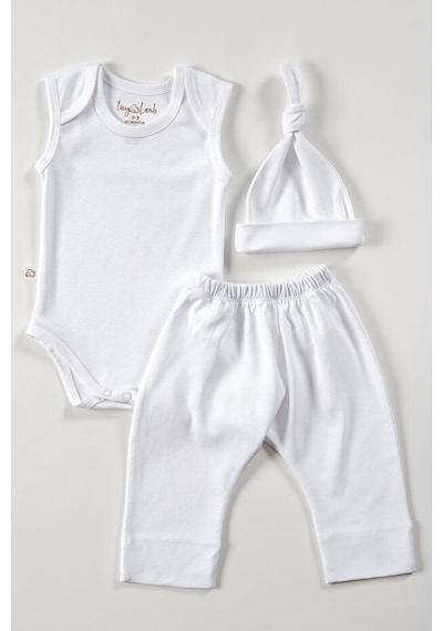 Tinylamb Snow Star Yenidoğan Organik Set - 3 Parça Beyaz