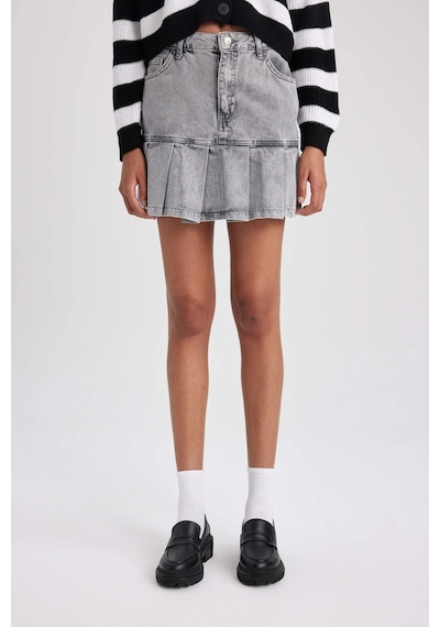 Defacto A Form Jean Pileli Mini Etek B2152AX23HSNM55 Gri