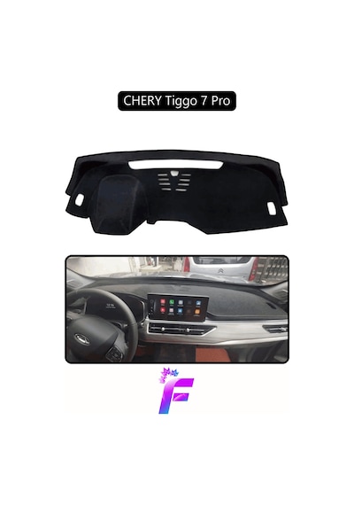Chery Tiggo 7 Pro Araca Özel Torpido Örtüsü Ön Göğüs Kılıfı Tam Koruma Oto Aksesuar D42 Siyah