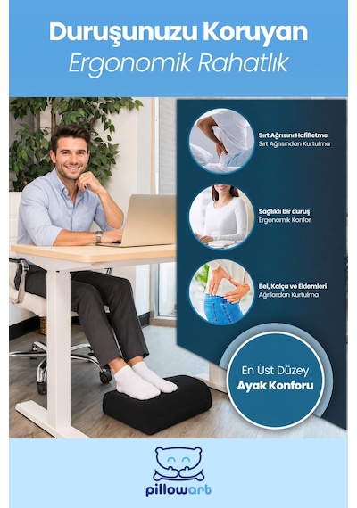 Visco Ayak Destek Minderi Ergonomik Yükseltici Ayak Ve Bacak Dinlendirme Minderi Siyah
