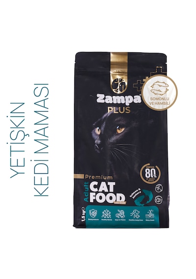 Zampa Plus Premium Somon Etli ve Hamsili Yetişkin Kediler İçin Kuru Mama 1500 G