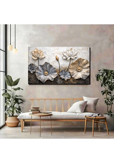Lotus Çiçekli Kanvas Tablo