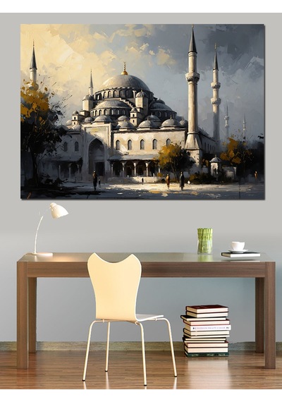 Ay Işığında Tarihi Sultanahmet Camii Dekoratif Kanvas - Mdf Ahşap Tablo