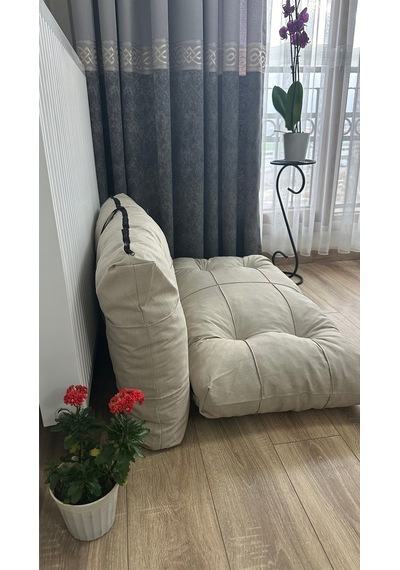 Modern Style Home Kalorifer Önü Yer & Palet Minderi 2'li Takım Krem