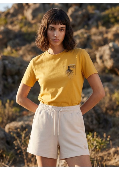 Discovery Expedition Hardal Unisex Bisiklet Yaka Baskılı T-shirt D6su-tst3101