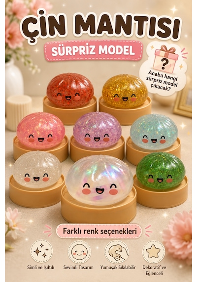 Orijinal Simli Çin Mantısı Squishy Oyuncak Sağlığa Uygun Yıkanabilir Yumuşak Oyuncak Sürpriz Renk Çok Renkli