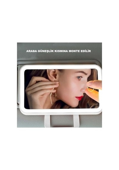 Kenly Şarjlı Araç Güneşlik Makyaj Aynası, Dokunmatik Led Işıklı, 3 Mod Ayarlanabilir Işık