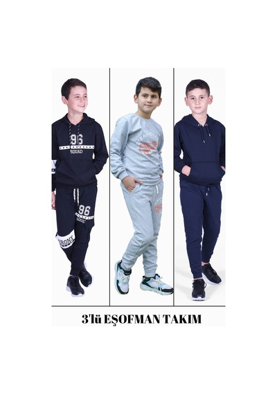 Fyk Kids 3'lü Erkek Çocuk 96-trex-düz Model Eşofman Takımı Çok Renkli