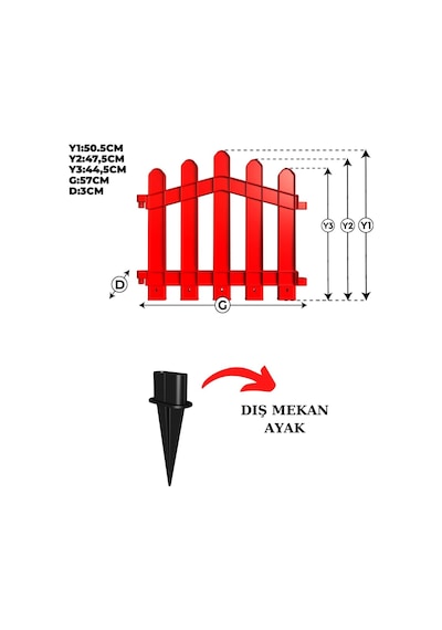 Dekoratif Plastik Bahçe Ve Peyzaj Çiti 10 Adet Çit Y: 50 Cm/g: 5.5 M Toprak Ayaklı Beyaz