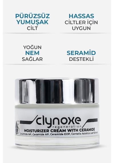 Clynoxe Moisturizer Cream With Ceramide, Seramid Destekli Yoğun Nemlendirici Günlük Bakım Kremi 50 Ml
