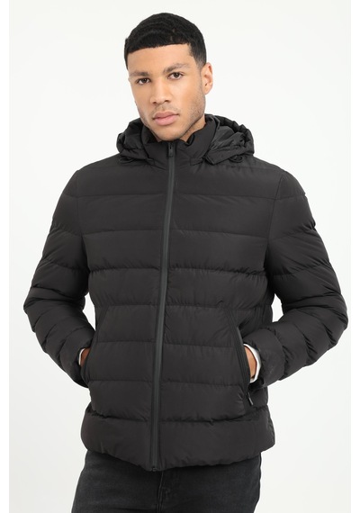 Dufy Erkek Slim Fit Kapüşonlu Siyah Mont-18160