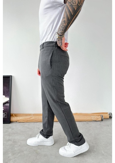 Koyu Gri Basic Regular Kumaş Pantolon