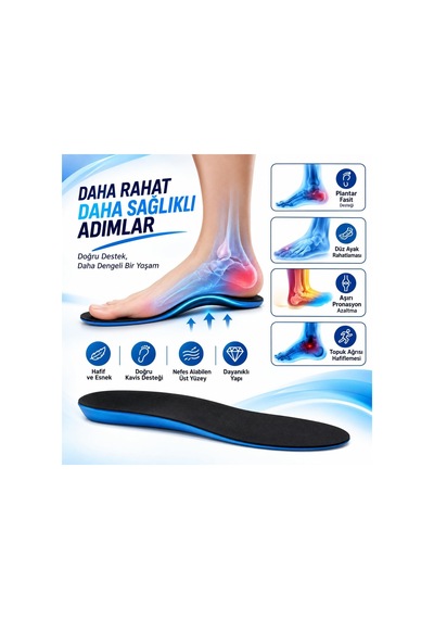 Tr Hafızalı Visko Ortopedik Tabanlık, Memory Foam Teknoloji, İç Ayakkabı Tabanı, Topuk Dikeni, Rahat, Koşu Taban