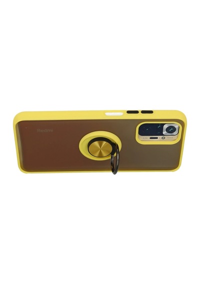 Ilkeshop Newface Xiaomi Redmi Note 10 Kılıf Montreal Yüzüklü Silikon Kapak - Sarı