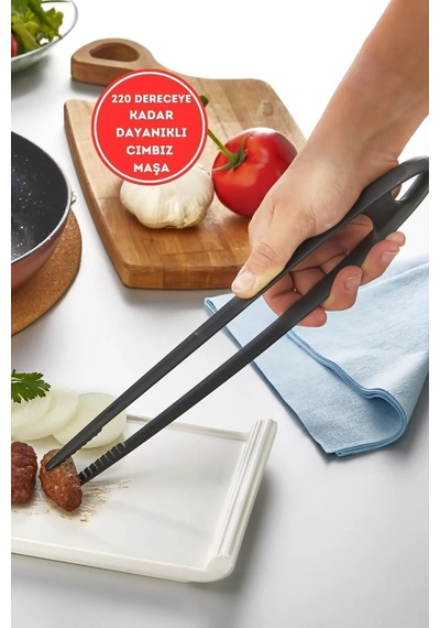 Servis Ve Izgara Maşası Plastik Siyah
