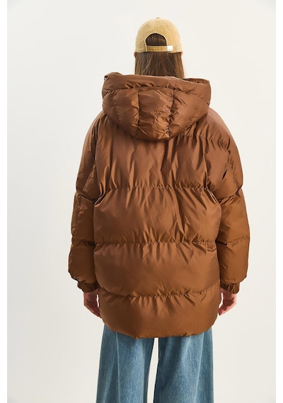 Shade Kadın Kapüşonlu Oversize Yarasa Kol Şişme Mont 60283686 - Kahverengi