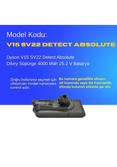 Dyson V15 Sv22 Detect Absolute 4000mah Pil Dikey Süpürge Batarya
