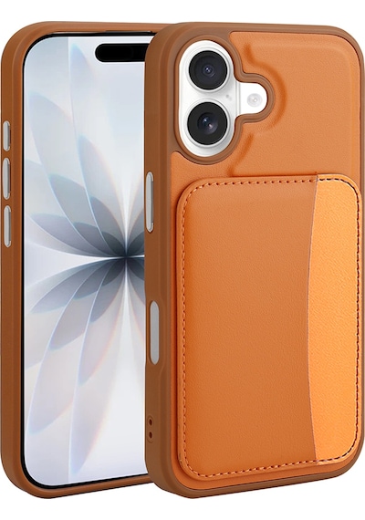 Apple Uyumlu iPhone 16 Kılıf Kartlıklı Zore X-kart Silikon Kapak - Turuncu Turuncu