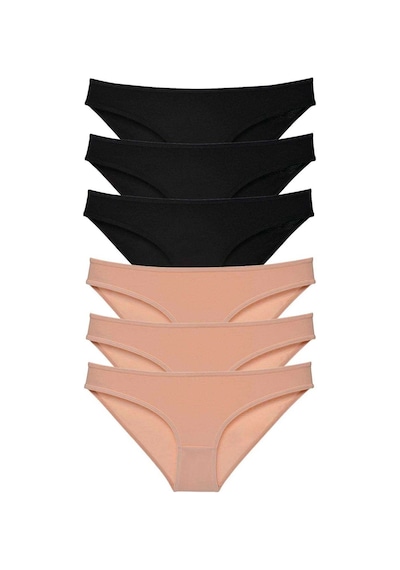 6 Adet Süper Eko Set Likralı Kadın Slip Külot Siyah Ten Çok Renkli