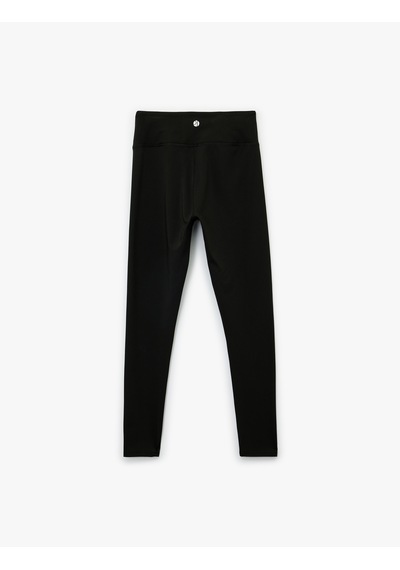 Koton Spor Tayt Basic Yüksek Bel Şardonlu Yumuşak Tuşe Skinny Fit İnterlok Siyah 7wak40028nk