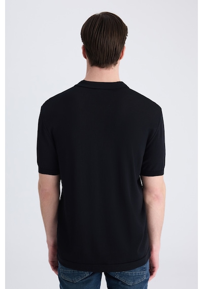 D's Damat Ds Damat Slim Fit Siyah Düz Örgü Yazlık Rayon Triko T-shirt 4hf069421001m 001