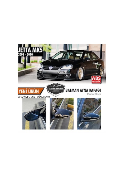 ŞüsCarOto Vw Jetta MK5 2005-2010 Batman Yarasa Ayna Kapağı Piano Black ABS (00)