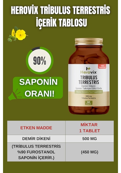 Tribulus Terrestis 500 Mg 60 Kapsül
