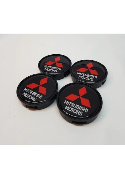 Jant Göbeği Mitsubishi 65/62Mm 4Lü Set Siyah Kırmızı Plasto Damla