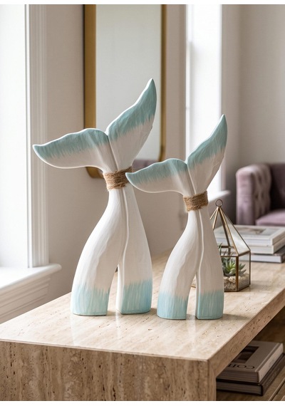 The Mia Marin Ahşap Balina Kuyruğu L Dekoratif Obje 24 Cm