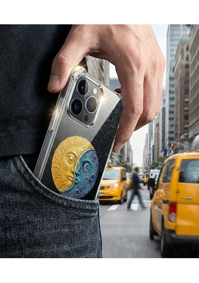 Printify Infinix Smart 8 İle Uyumlu Şeffaf Silikon Kılıf Uv Baskılı Esnek Tpu Kapak Güneş Ve Ay No3