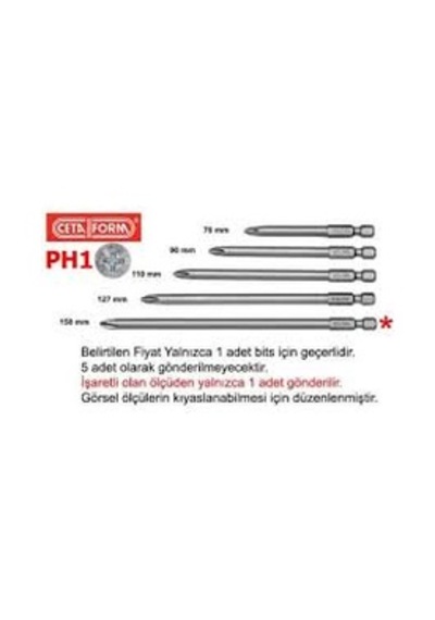 Ceta Form Cb1521 1/4" Yıldız Bits Uç Ph1 X 150 Mm Ceta Form Cb1521 1/4" Yıldız Bits Uç Ph1 X 150 Mm