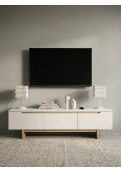 Designobee Ritim Plus - Modern Abajur Masa Lambası - Metal Ayaklı Lamba - Ambiyans Lambası, Dekoratif Aydınlatma Beyaz