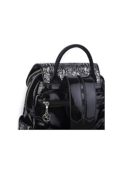 Nas Bag Kadın Sırt Çantası Çift Gözlü Spor Çanta 23x26x14 Cm Siyah Krsk Rugan Çok Renkli