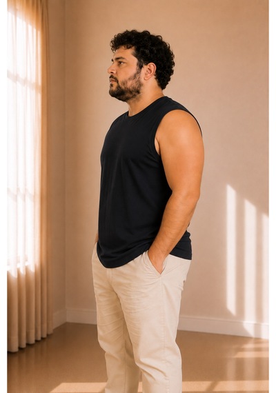 Sngl Tekstil Erkek Oversize Sıfır Kollu T-shirt S-m-l-xl-2xl Siyah