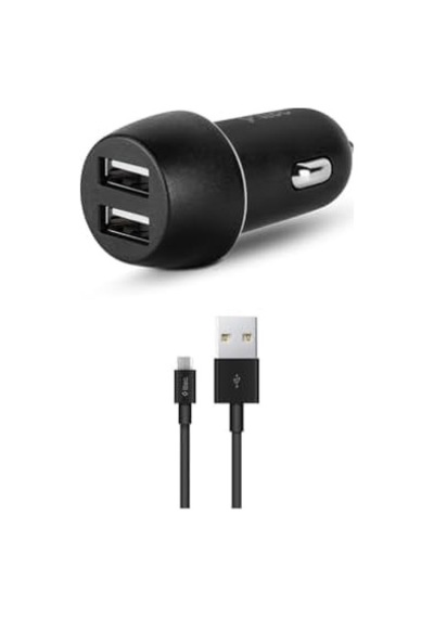 Duo 3.1a Araç Şarj Aleti Çift Usb + Micro Usb Kablo Siyah