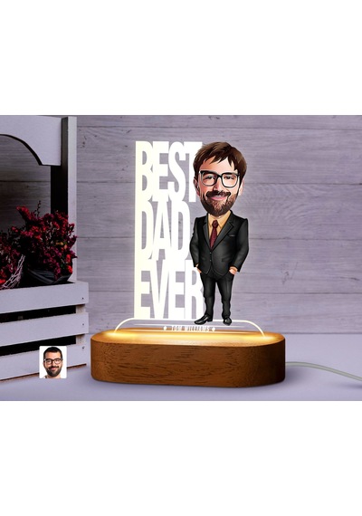 Bk Gift Kişiye Özel Baba Karikatürlü Dekoratif 3d Biblo Led Işıklı Gece Lambası-3, Babaya Hediye, Babalar Günü Hediyeleri Kobitmeyen138230 Bk Gift