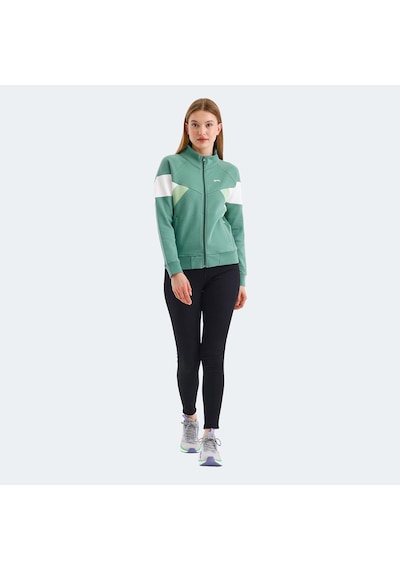 Slazenger VICTORY Kadın Fermuarlı Dik Yaka Cepli Yeşil Sweatshirt