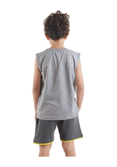 Denokids Pizzacı Köpekbalığı Erkek Çocuk Yazlık Kolsuz T-shirt Şort Takım