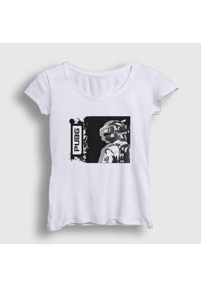 Presmono Kadın Helmet Pubg T-shirt Beyaz