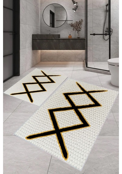 Eliana Home Dijital Baskı 2'li Banyo Paspas Takımı Lna5-1731 100x60 Ve 60x50 Cm Bej
