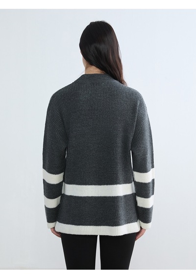 Lcw Comfort Gri Yarım Balıkçı Yaka Kadın Triko Tunik