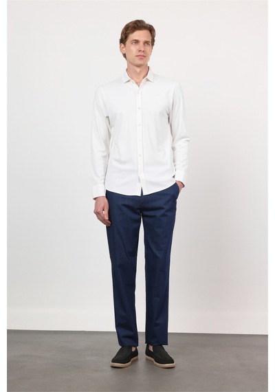 İmza Beyaz İtalyan Yaka Uzun Kol Cepsiz Performans Ürün Slim Fit Gömlek 1004260160