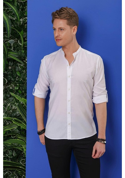 Efor G 1530 Slim Fit Beyaz Spor Gömlek Beyaz