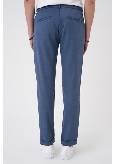 Efor Comfort Fit Beli Lastikli Pileli İndigo Jogger Pantolon P 1182 İndigo