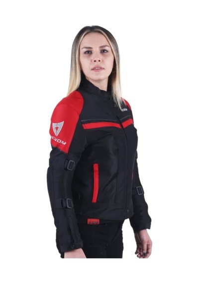 Venom Dynamic Pro Siyah Kırmızı Kadın 4 Mevsim Motosiklet Montu