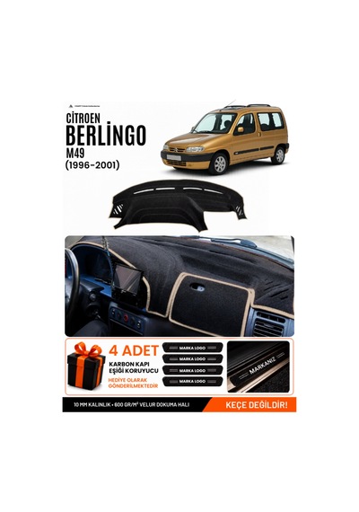 Cıtroen Berlingo M49 1996-2001 Uyumlu Torpido Örtüsü, Torpido Kılıfı - Siyah Bej