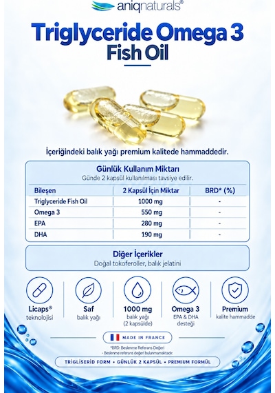 Aniqnaturals Balik Yaği Omega 3 - 300 Licaps - Fransa Dan